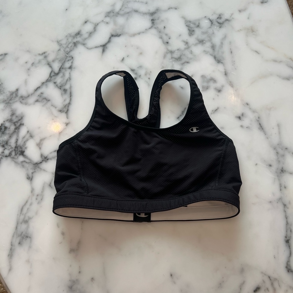 Champion Black Sports Bra with Strappy Design Sz M  NWOT